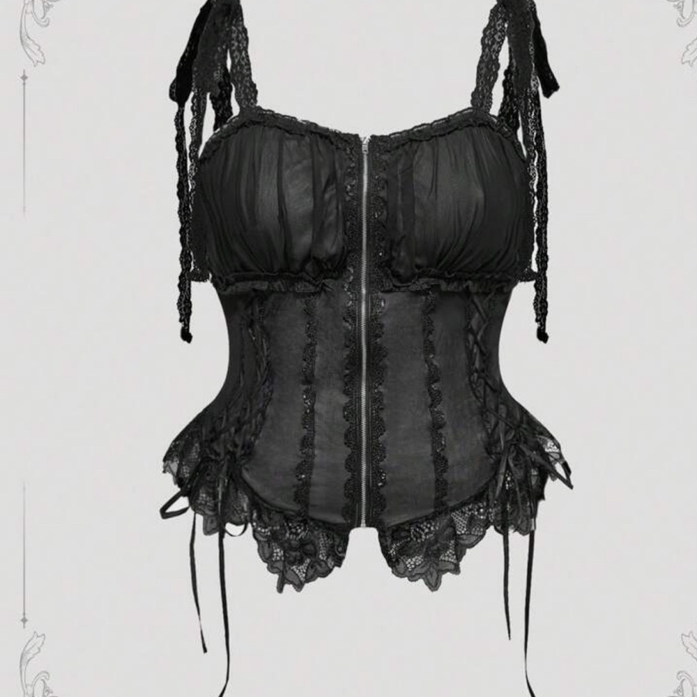 ROMWE Black Lace Corset Top